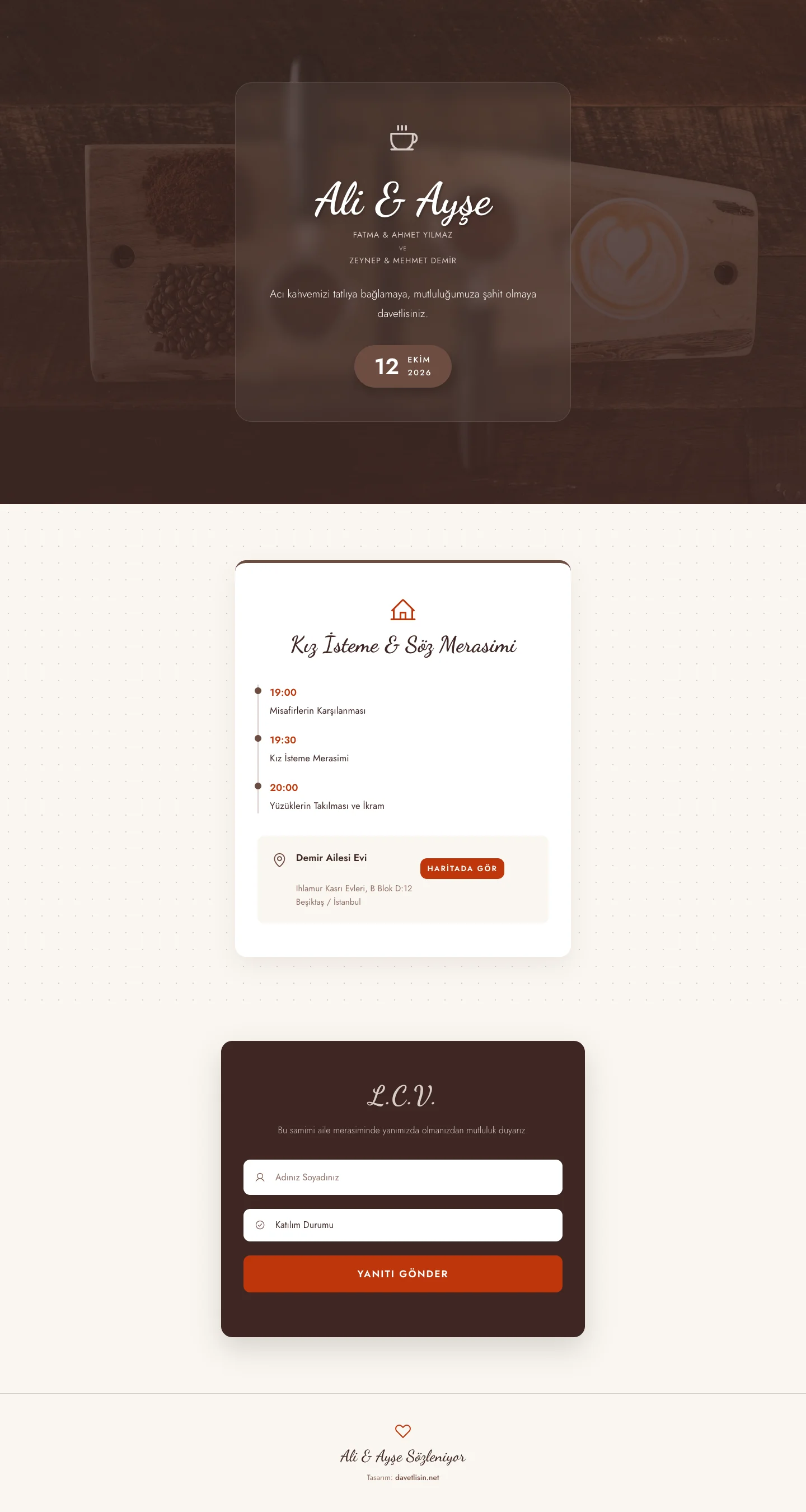 Davetlisin.net Nişan Söz Davetiyesi - Coffee Promise