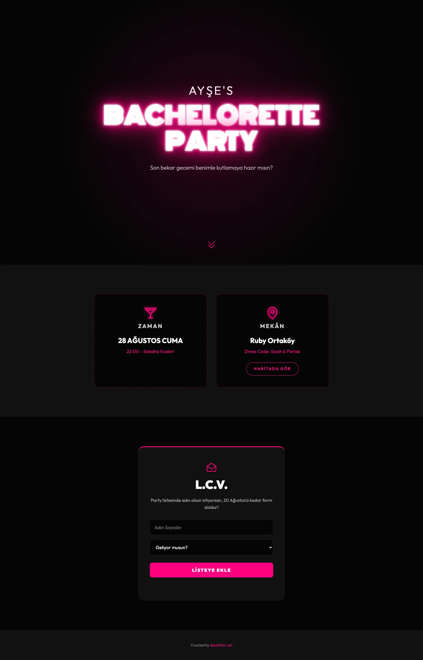 Davetlisin.net Kına Bekarlığa Veda Davetiyesi - Glam Party
